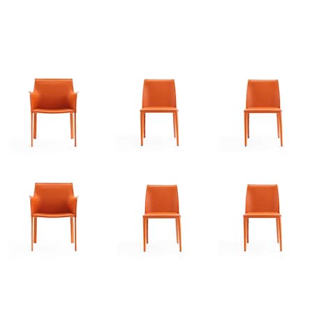 Manhattan Comfort Paris 6-Piece Dining Chairs in Coral, PK6 4-DC3432-CO